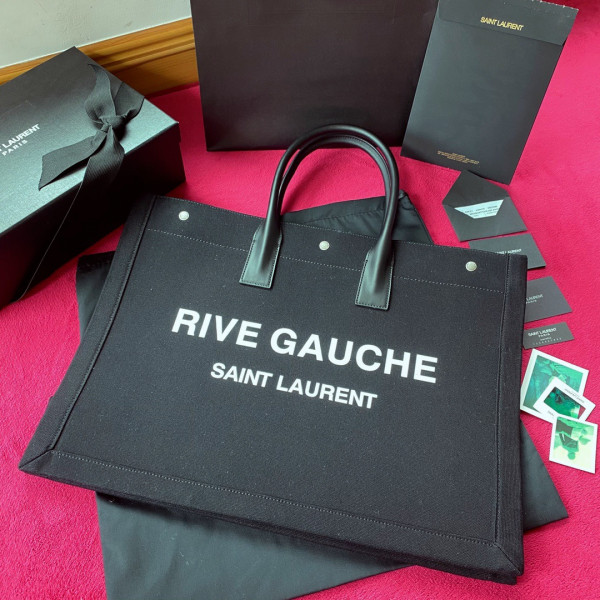 Y*L rive gauche tote bag in printed linen and leather