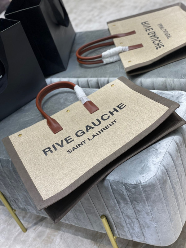 Y*L rive gauche tote bag in linen and leather