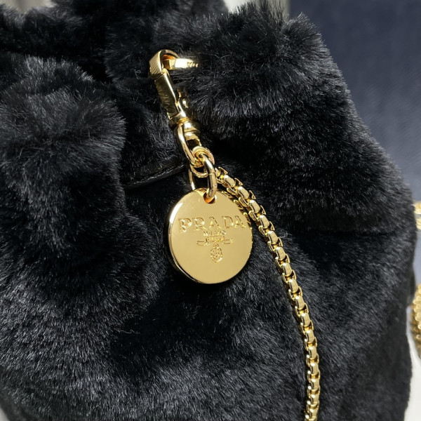 Pra*a shearling bucket bag